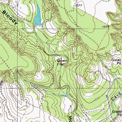 Topographic Map of Owen Flat, TX