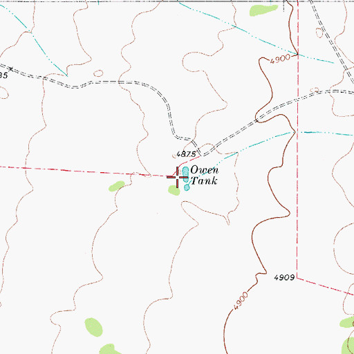 Topographic Map of Owen Tank, TX