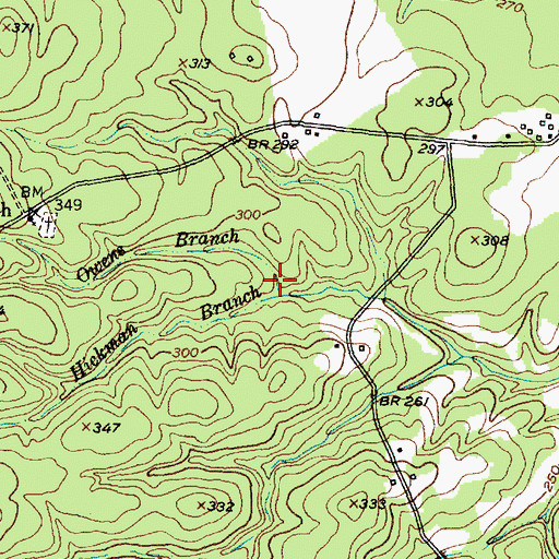 Topographic Map of Owens Branch, TX