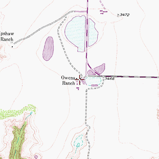 Topographic Map of Owens Ranch, TX