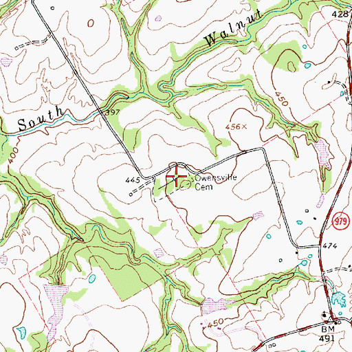 Topographic Map of Owensville Cemetery, TX