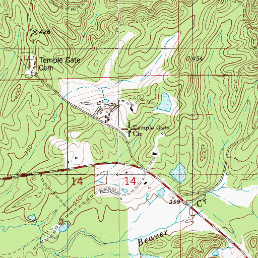 Topographic Map of Temple Gate Church, AL