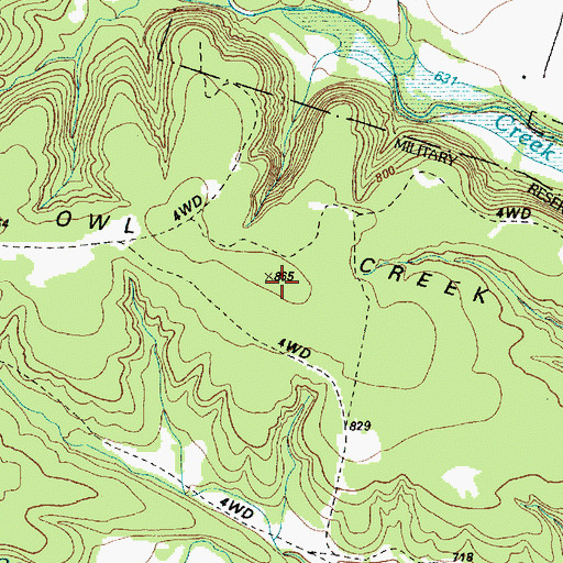 Topographic Map of Owl Creek Mountains, TX