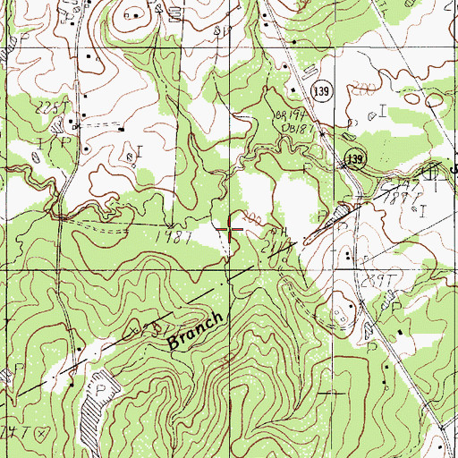 Topographic Map of Ox Branch, TX