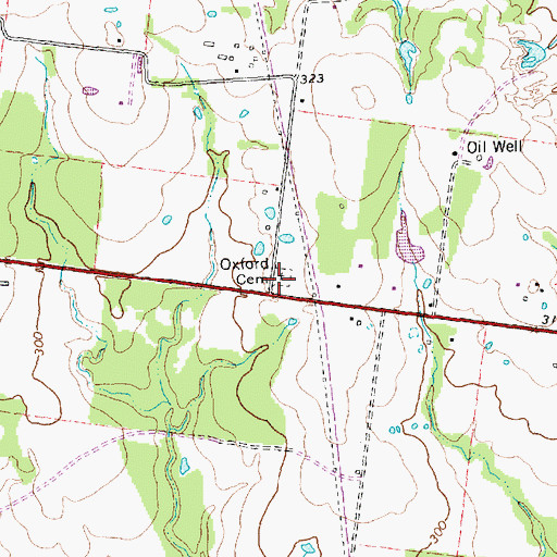 Topographic Map of Oxford Cemetery, TX