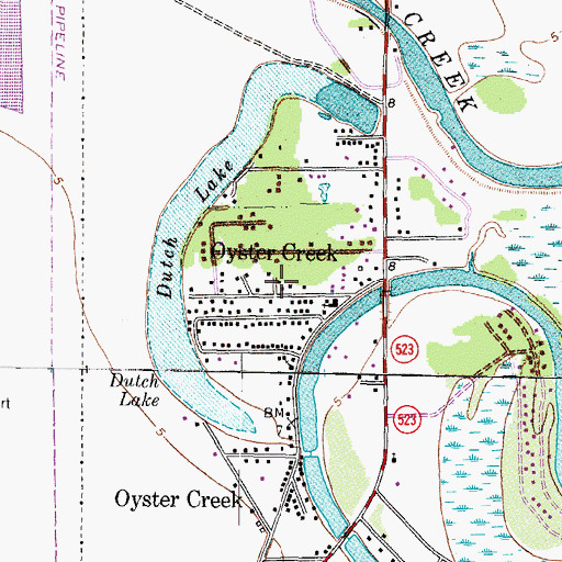 Topographic Map of Oyster Creek, TX
