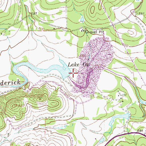 Topographic Map of Lake Oz, TX