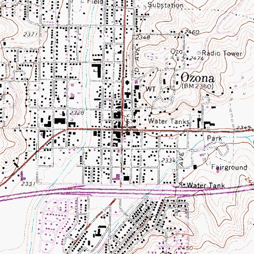 Topographic Map of Ozona, TX