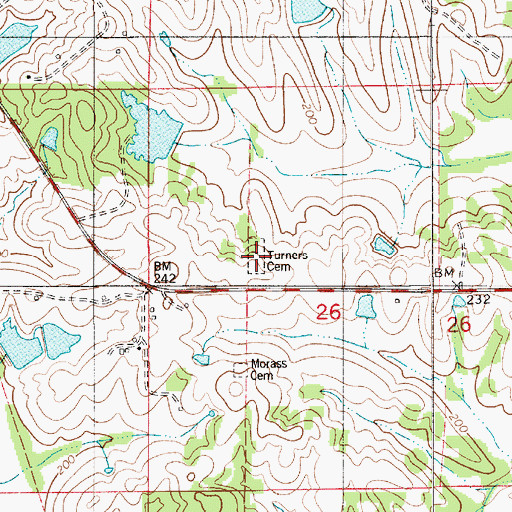 Topographic Map of Turners Cemetery, AL
