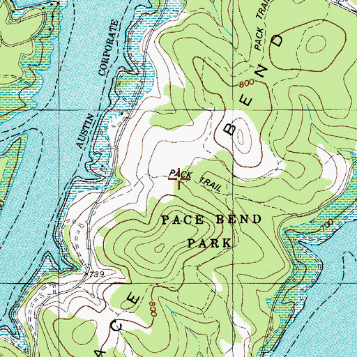 Topographic Map of Pace Bend, TX