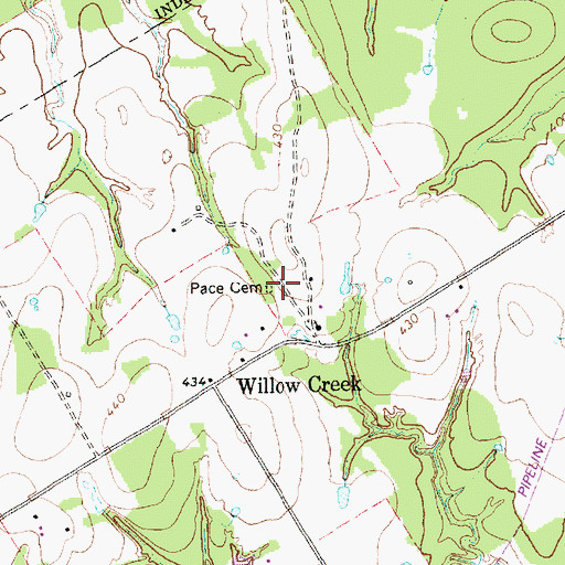 Topographic Map of Pace Cemetery, TX