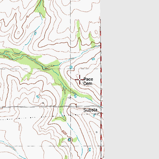 Topographic Map of Pace Cemetery, TX