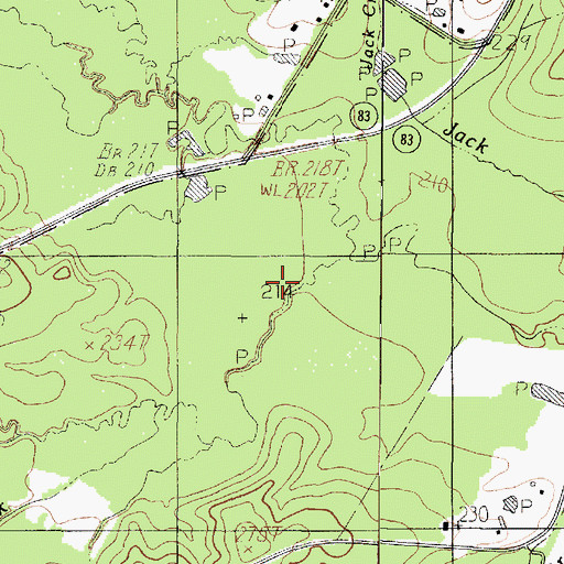Topographic Map of Pace Creek, TX