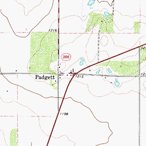 Topographic Map of Padgett, TX