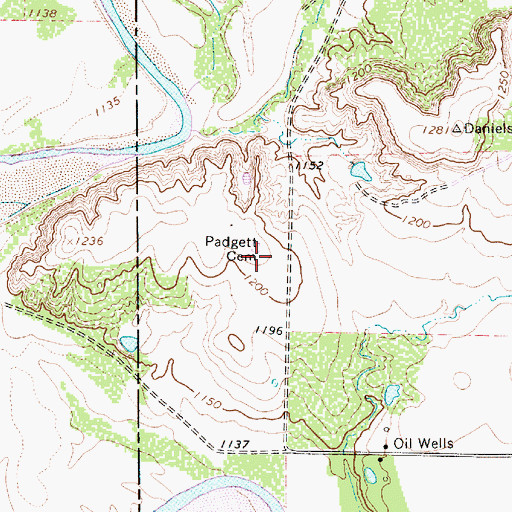 Topographic Map of Padgett Cemetery, TX
