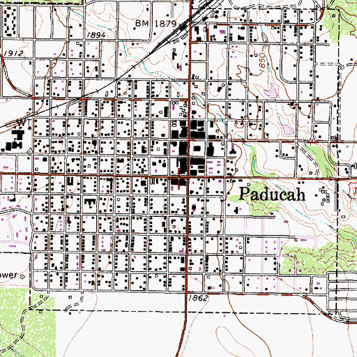 Topographic Map of Paducah, TX