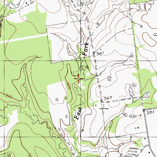 Topographic Map of Page Cemetery, TX