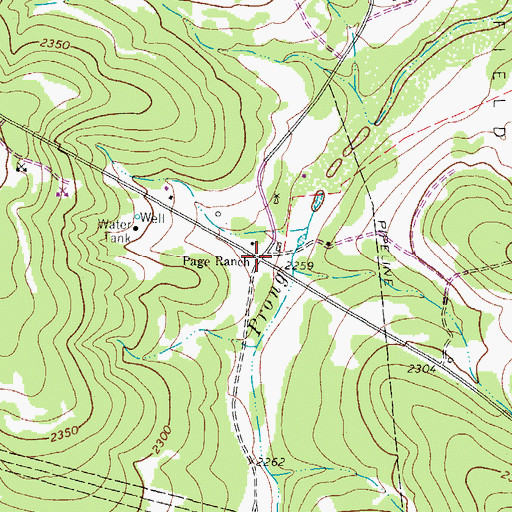 Topographic Map of Page Ranch, TX