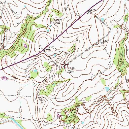 Topographic Map of Pagel Cemetery, TX