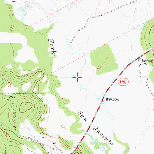 Topographic Map of Pain Branch, TX