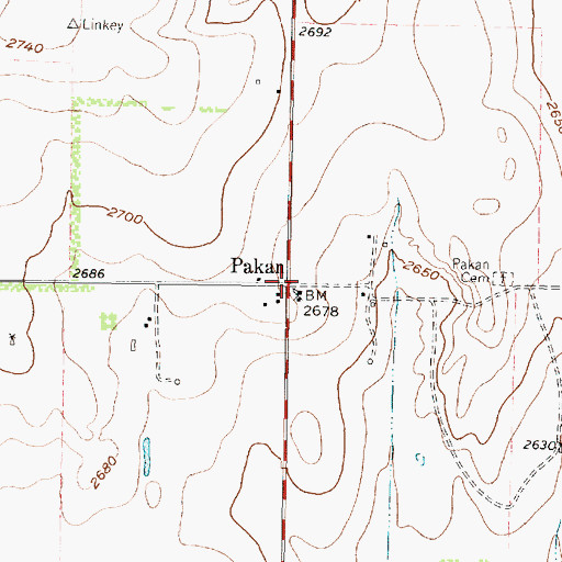 Topographic Map of Pakan, TX