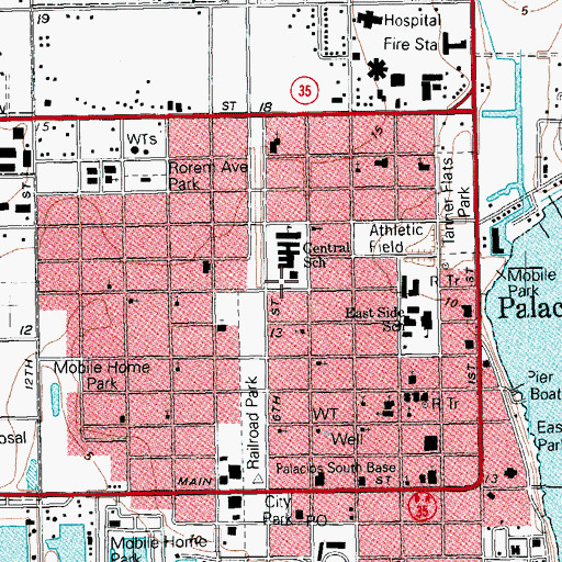Topographic Map of Palacios, TX
