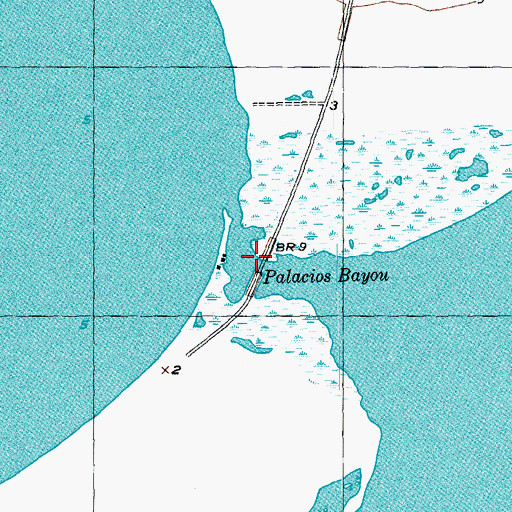 Topographic Map of Palacios Bayou, TX
