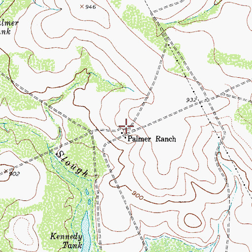 Topographic Map of Palmer Ranch, TX