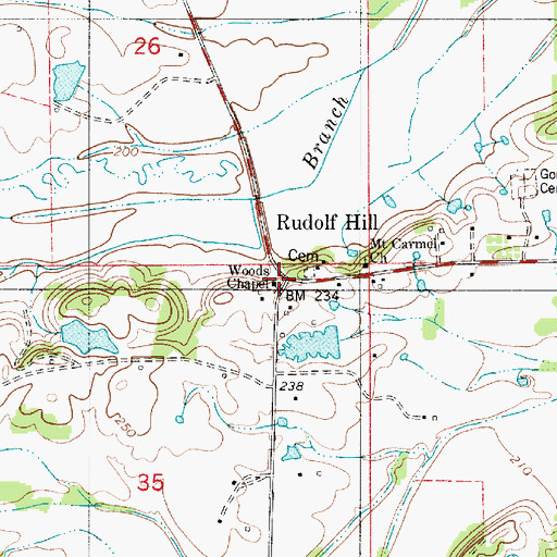 Topographic Map of Woods Chapel, AL
