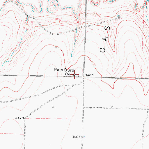 Topographic Map of Palo Duro Cemetery, TX