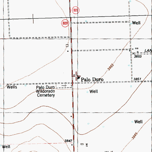Topographic Map of Palo Duro Church, TX