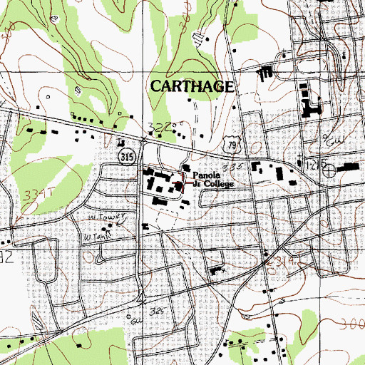 Topographic Map of Panola Junior College, TX