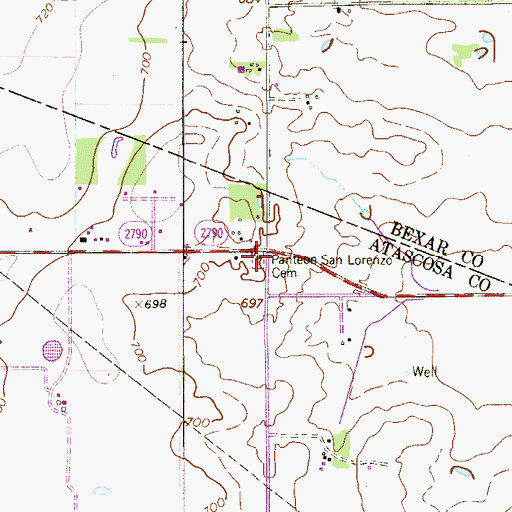 Topographic Map of Panteon San Lorenzo Cemetery, TX