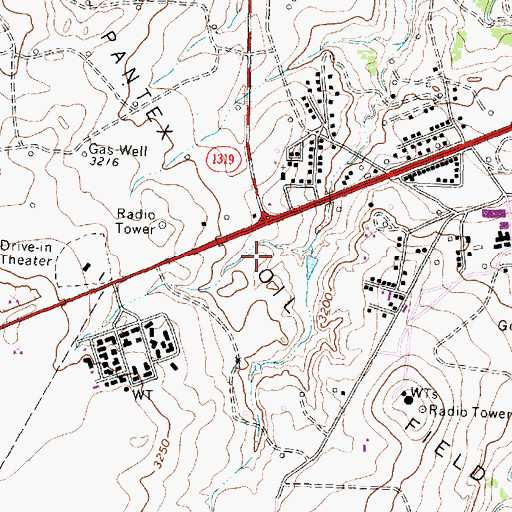 Topographic Map of Pantex Oil Field, TX