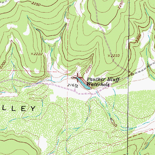 Topographic Map of Panther Bluff Waterhole, TX