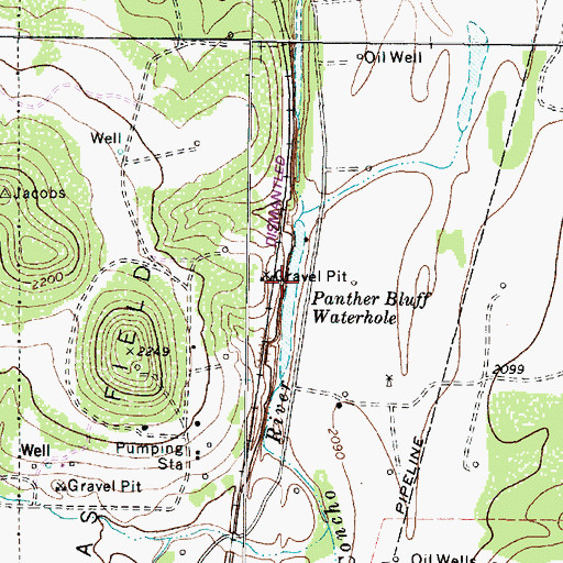 Topographic Map of Panther Bluff Waterhole, TX