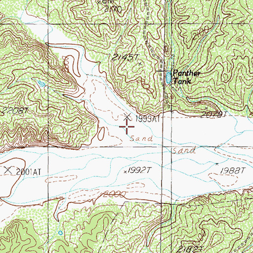 Topographic Map of Panther Creek, TX