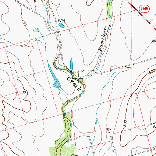 Topographic Map of Panther Creek, TX