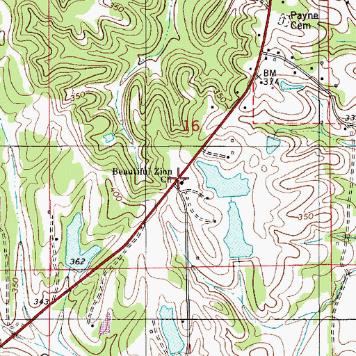 Topographic Map of Beautiful Zion African Methodist Episcopal Zion Church, AL