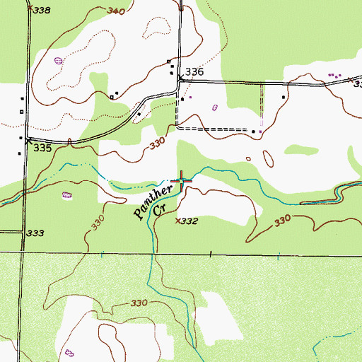 Topographic Map of Panther Creek, TX