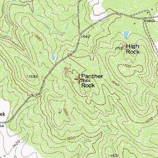 Topographic Map of Panther Rock, TX