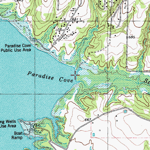 Topographic Map of Paradise Cove, TX