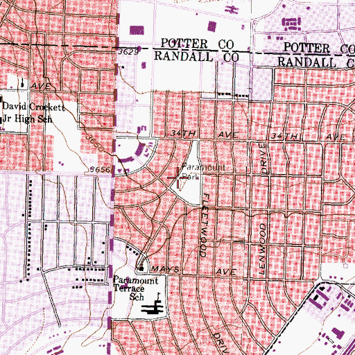 Topographic Map of Paramount Park, TX