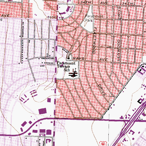 Topographic Map of Paramount Terrace School, TX