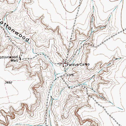 Topographic Map of Pardue Camp, TX