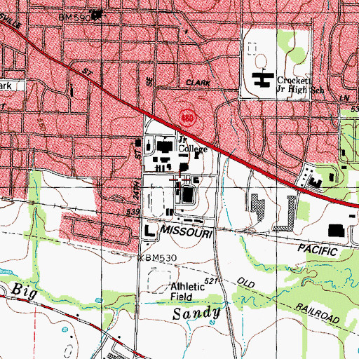 Topographic Map of Paris Junior College, TX