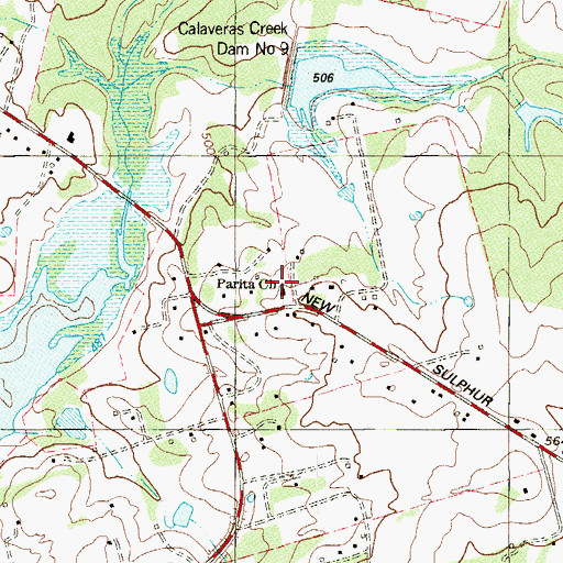 Topographic Map of Parita Church, TX