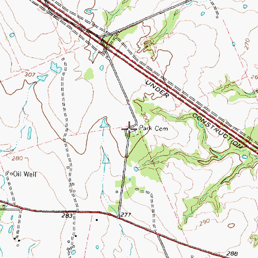Topographic Map of Park Cemetery, TX