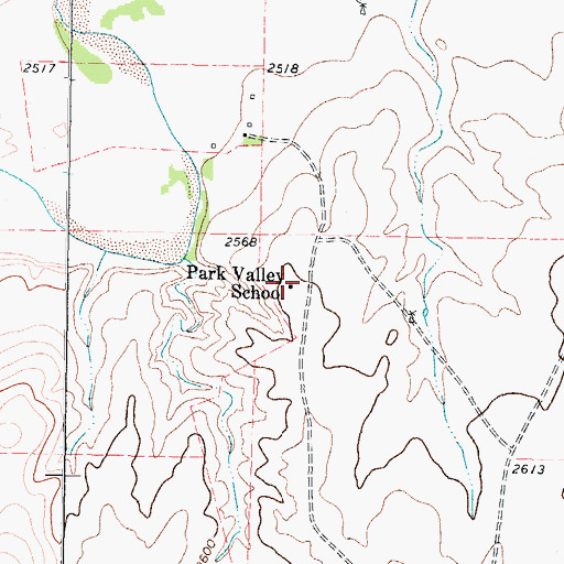 Topographic Map of Park Valley School, TX