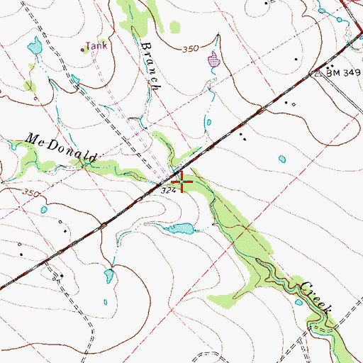 Topographic Map of Parker Branch, TX